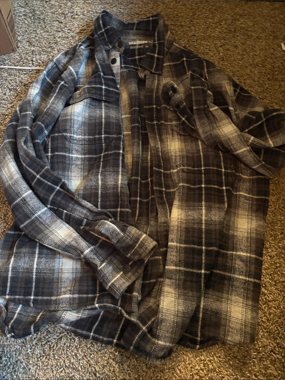 Wolverine Black and Gray Plaid Button-Up Shirt
